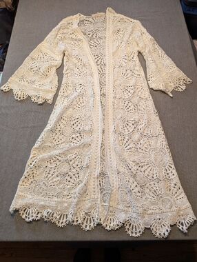 Jen's Pirate Booty Duster Maxi Women's Size Medium/LG Gauze White No Waist Tie